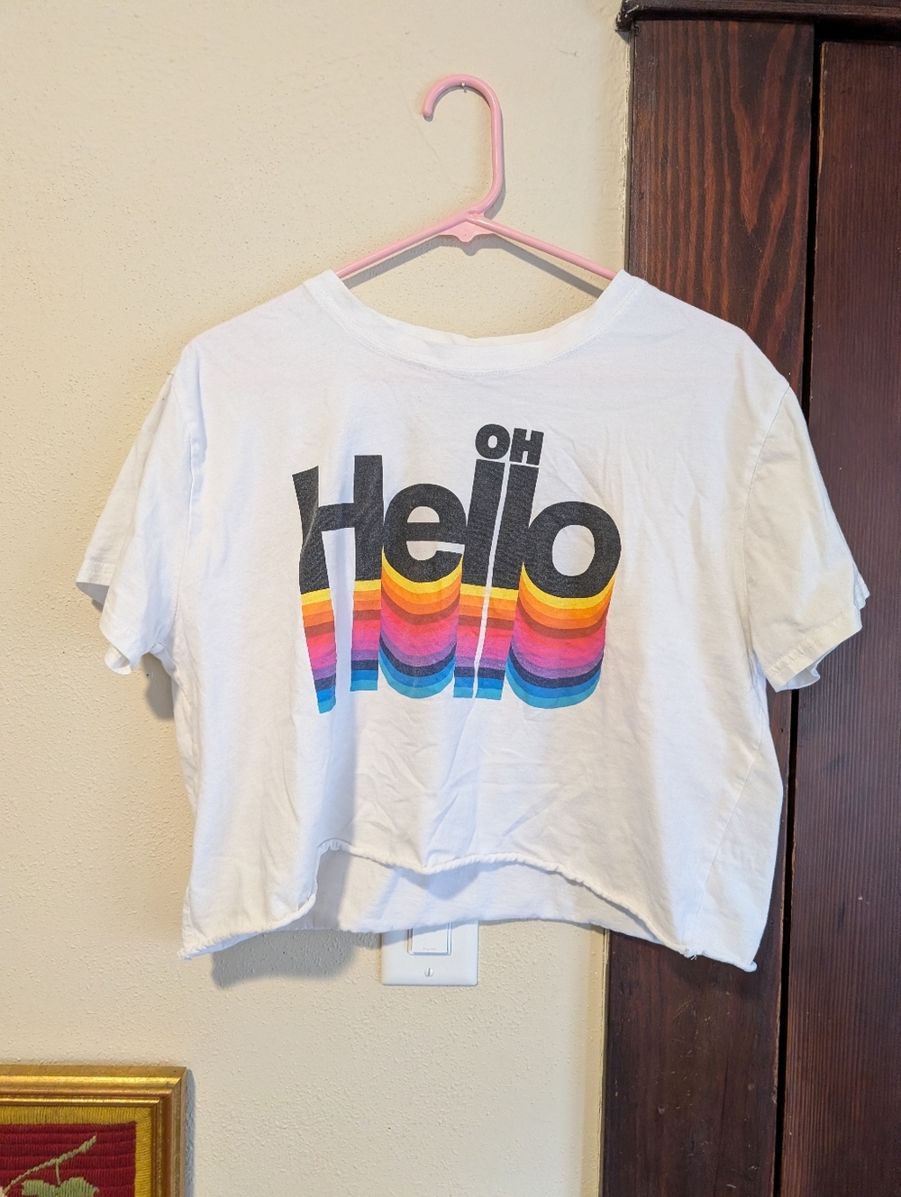 Mighty Fine "Oh Hello" Junior Women's Crop Top